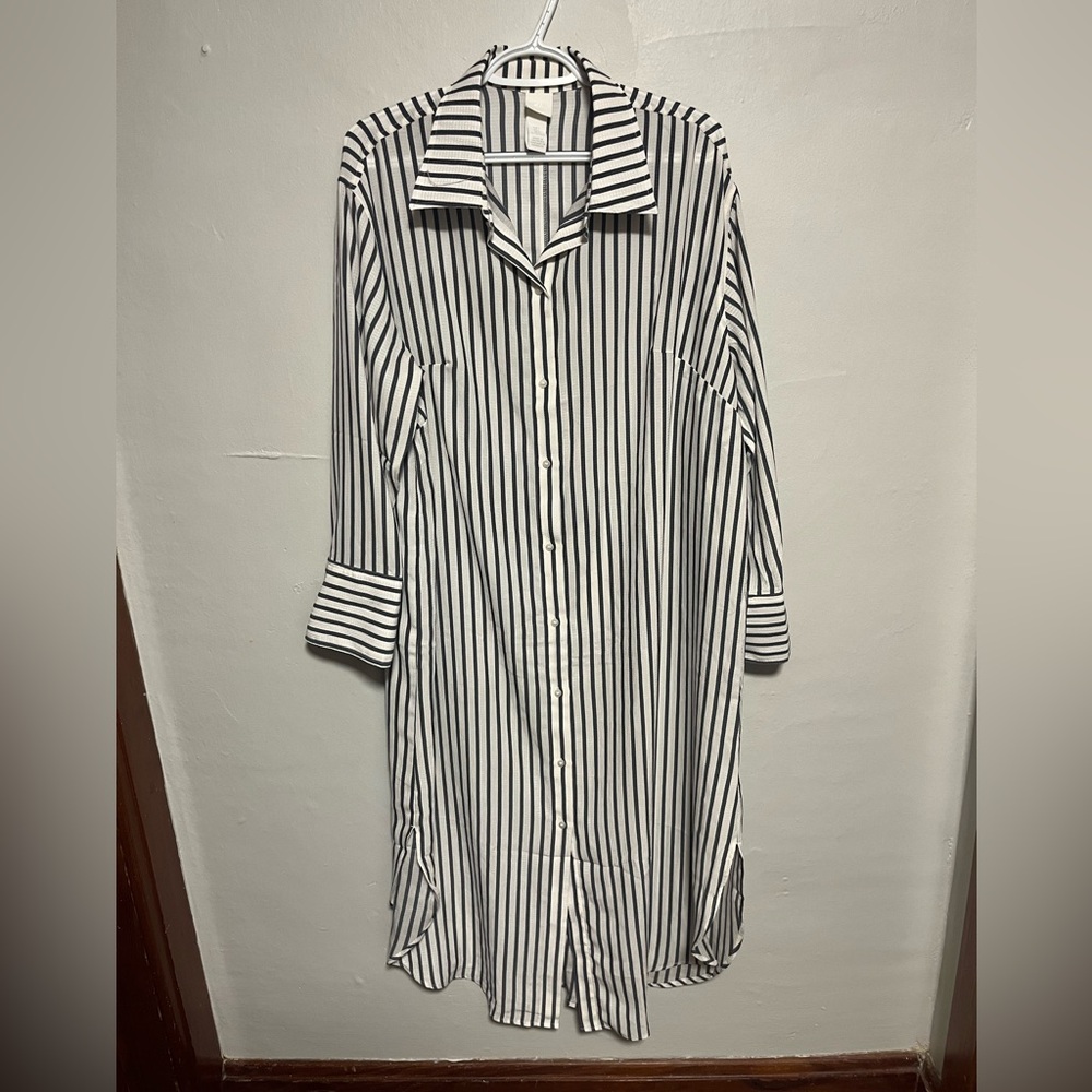 H&M Navy and White Striped Shirt Dress